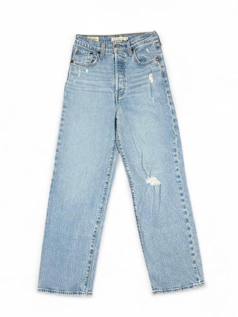 Levi's Ribcage Straight Ankle Jeans Distressed Light Wash